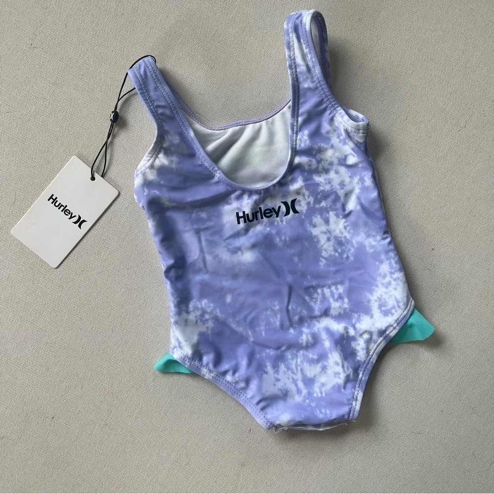 NWT Hurley Lavender Tie-Dye Infant Swimsuit w/ Sequin Seahorse Unicorn 12 Months